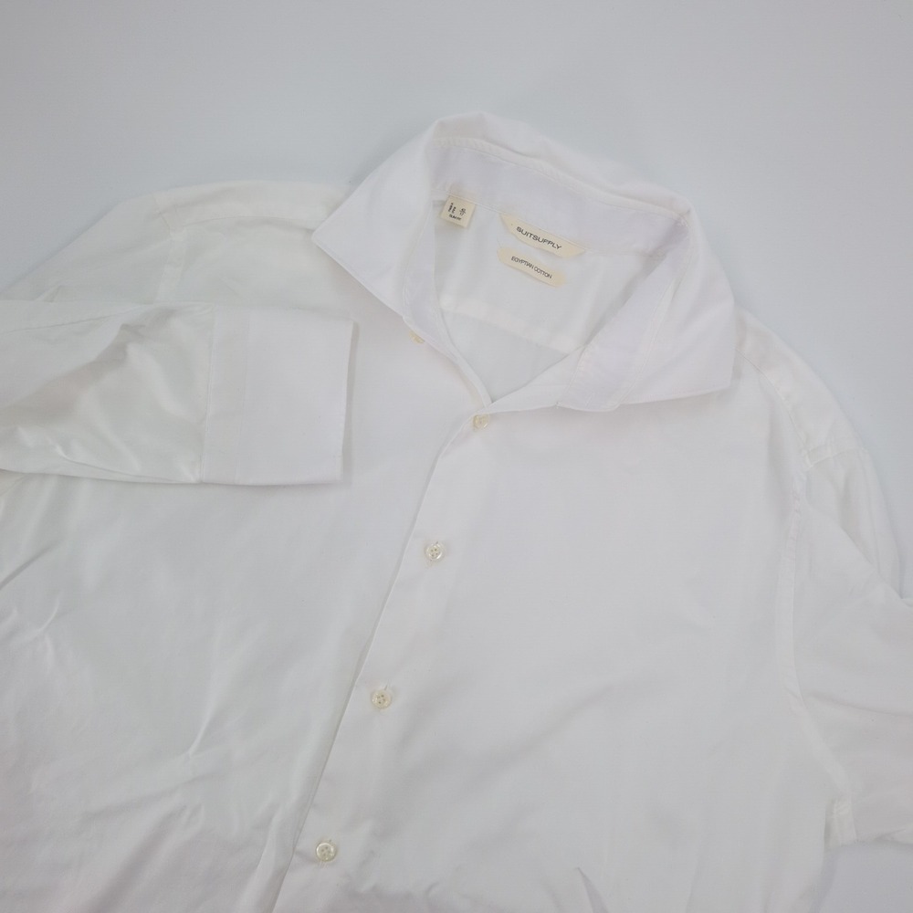 Suitsupply Thomas Mason Egyptian Cotton Slim Fit Dress Shirt Mens 17 White